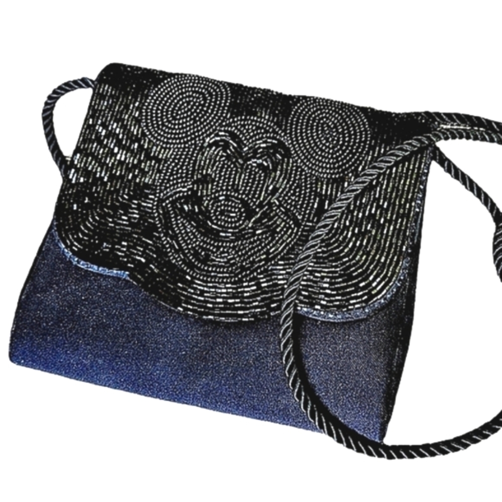 Disney | Mickey Mouse Black Beaded Crossbody Evening Bag RARE